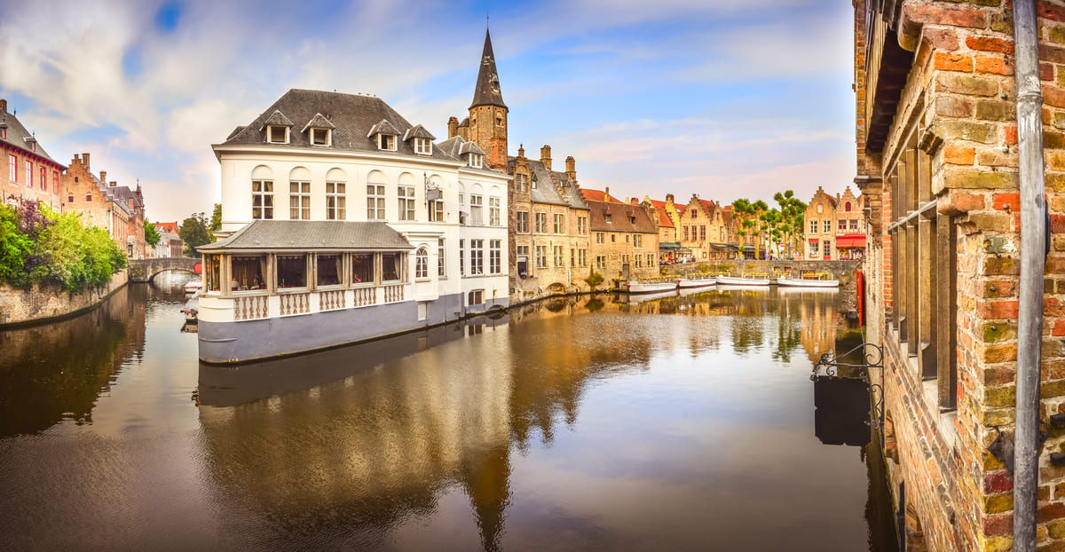 panoramic view of famous water canal in bruges 2021 08 26 13 40 24 utc
