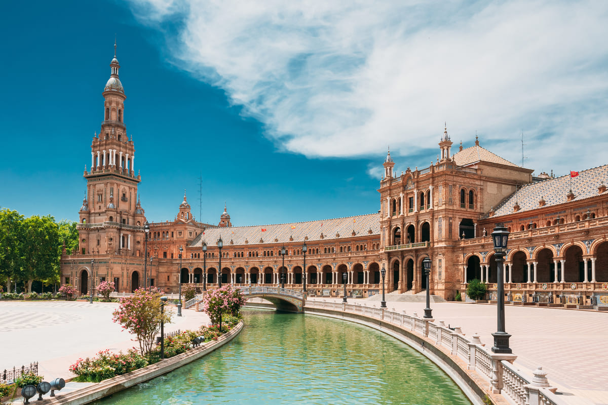 seville spain canal promenade around famous land 2021 08 26 23 06 25 utc