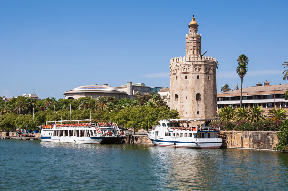 torre del oro seen from the guadalquivir river in 2021 12 14 02 24 34 utc