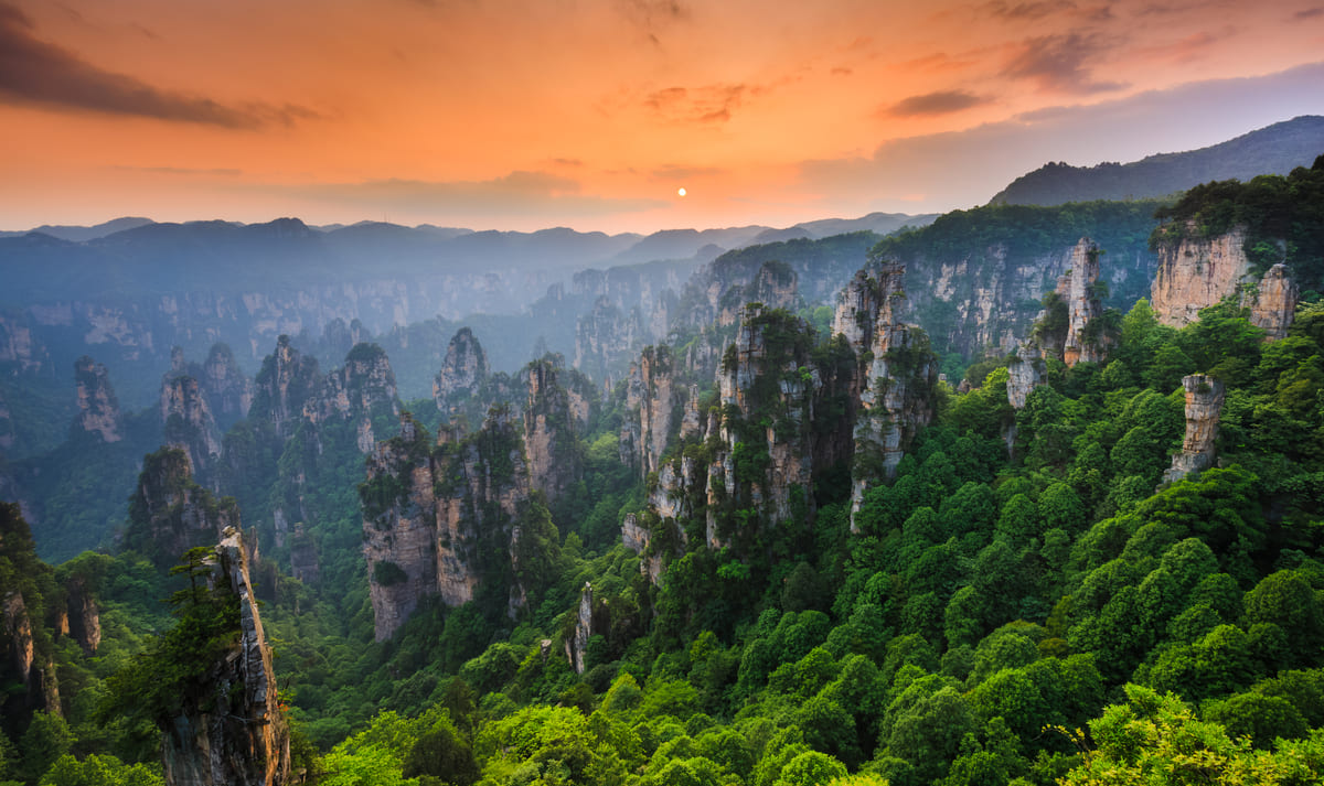 zhangjiajie national forest park at sunset wuling 2021 08 26 12 10 00 utc